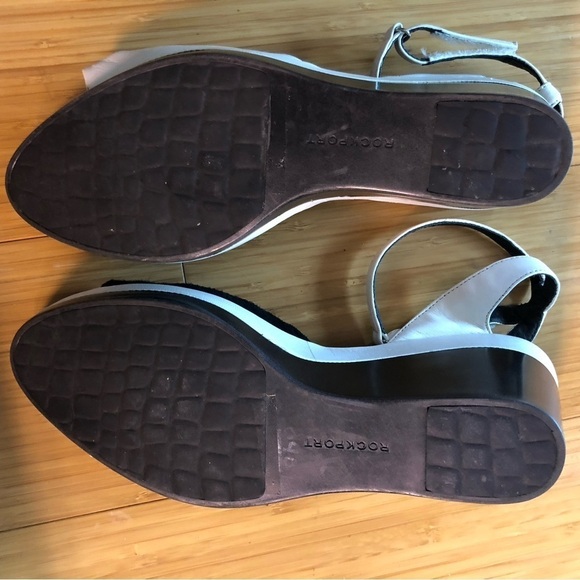 Rockport x Adidas Adiprene White Leather Open Toe Platform Wedge Shoes Size 10 - Picture 9 of 13